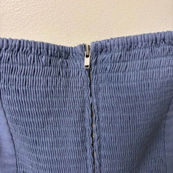 Reformation NWT Bridgton Blue Linen Smocked Midi Dress‎ Size 12